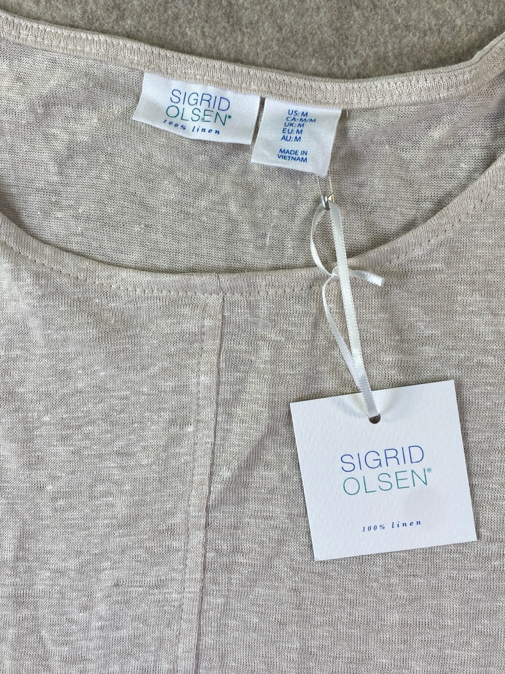NWT Sigrid Olsen Women's Cream Cap Sleeve Top - Picture 2 of 10